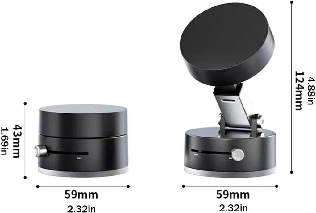 Most Powerfull Magnetic Phone Holder for Car, 360° Rotatable Phone Holder, Mini Car Phone Mount with Vacuum Suction Cup, Foldable Stand with Magnetic Ring for Mirror/Shower/Smooth Surface, for all Smartphone
